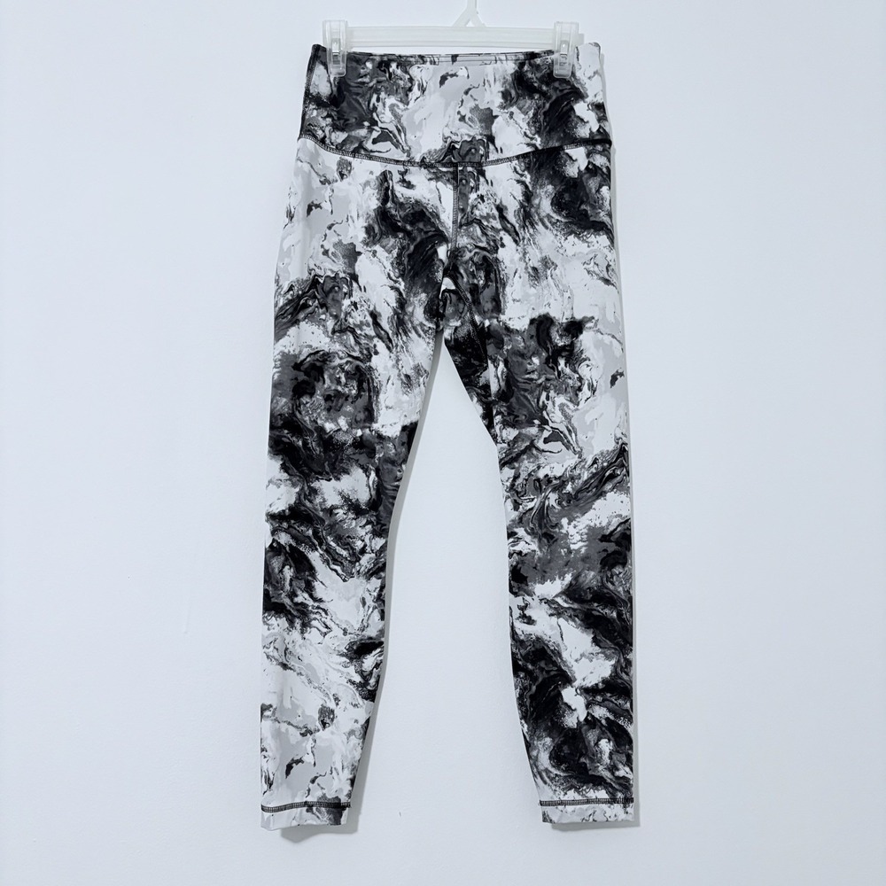 90 Degree Womens Leggings Athletic Black White Tie Die Size Medium